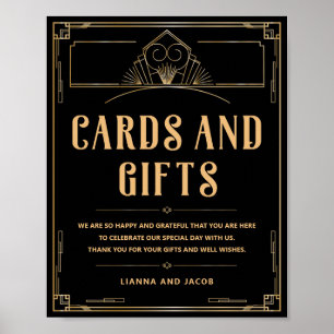 Karten und Geschenke Black Gold Art Deco 20s Hochz Poster