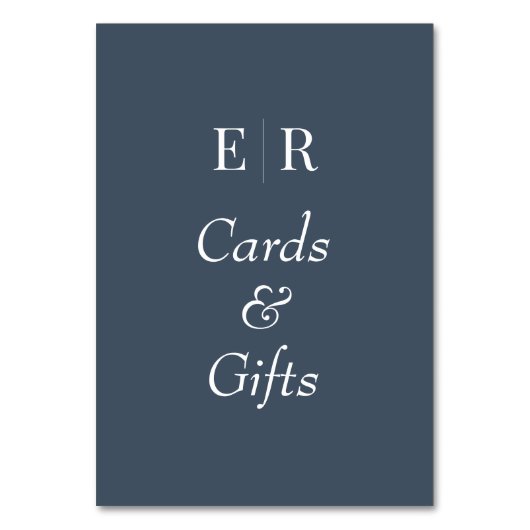 Karten und Geschenke Blatt Blaues Monogramm Tafelz (Vorderseite)