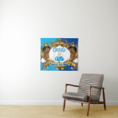 Karten und Geschenke Blau | Gold Royal Twin Baby D Wandteppich (Beispiel (Horizontal))