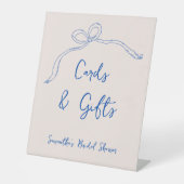 Karten und Geschenke Blaues Brautparty, handgezeic Sockelschild (Vorderseite)