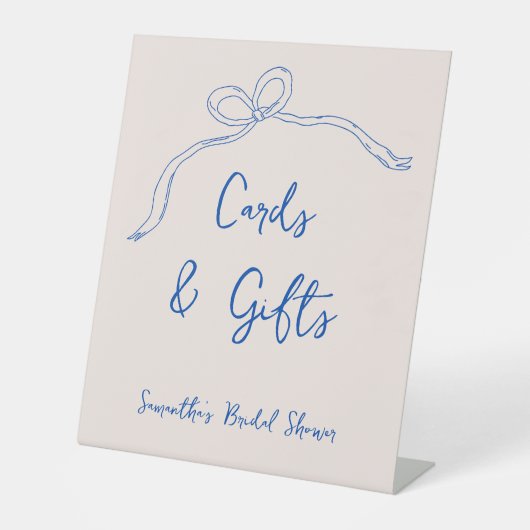 Karten und Geschenke Blaues Brautparty, handgezeic Sockelschild (Vorderseite)