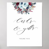 Karten und Geschenke Blue Burgundy und Red Floral Poster (Vorne)