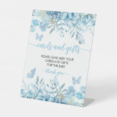 Karten und Geschenke Blue Floral Baby Dusche Sockelschild (Vorderseite)