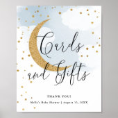 Karten und Geschenke Blue Gold Moon Baby Showtisch Poster (Vorne)