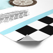 Karten und Geschenke Blue Race Car Zwei Schnelle G Poster (Ecke)