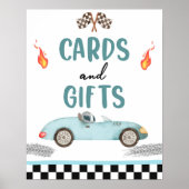 Karten und Geschenke Blue Race Car Zwei Schnelle G Poster (Vorne)