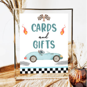Karten und Geschenke Blue Race Car Zwei Schnelle G Poster