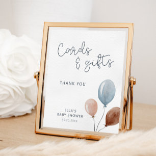 Karten und Geschenke Blue Tan Balloons unterzeichn Poster
