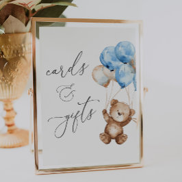 Karten und Geschenke Blue Teddy Bear Babydusche Sc Poster