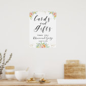 Karten und Geschenke Blumenrot und Gold Poster (Küche)