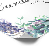 Karten und Geschenke. Blumenschild. Lila Hochzeit Poster (Ecke)