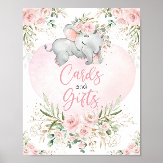 Karten und Geschenke Blush Blues Elephant Baby Dus Poster (Vorne)