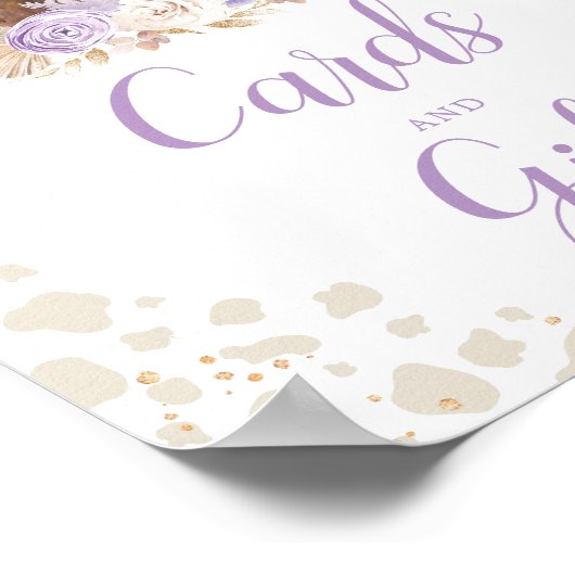 Karten und Geschenke Boho Highland Kuh Lila Geburt Poster (Ecke)