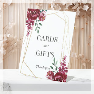 Karten und Geschenke Burgundy Floral Wedding Sockelschild