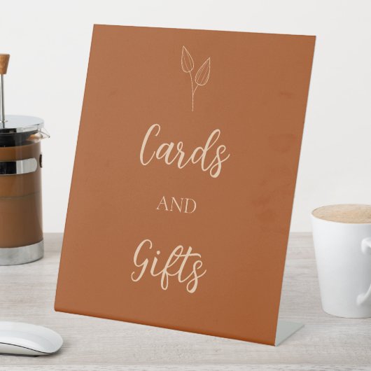 Karten und Geschenke Burnt Orange Boho Kupfer Hoch Sockelschild (In Situ)