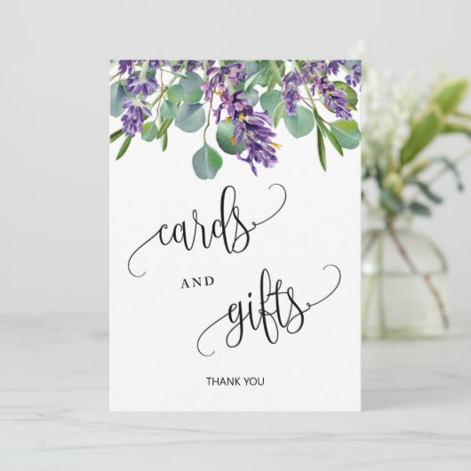 Karten und Geschenke, die Eukalyptus-Lavendel-Zeic (Stehend Vorderseite)