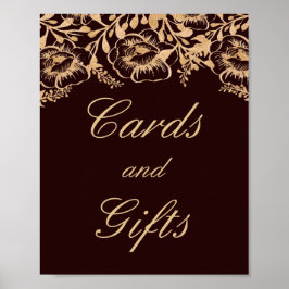 Karten und Geschenke, die Vintage Goldene Burgundy Poster
