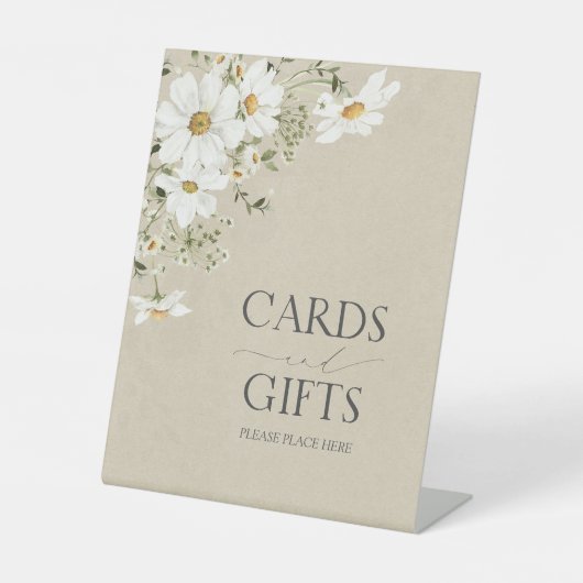 Karten und Geschenke Elegantes Rustikales Daisy Br Sockelschild (Vorderseite)