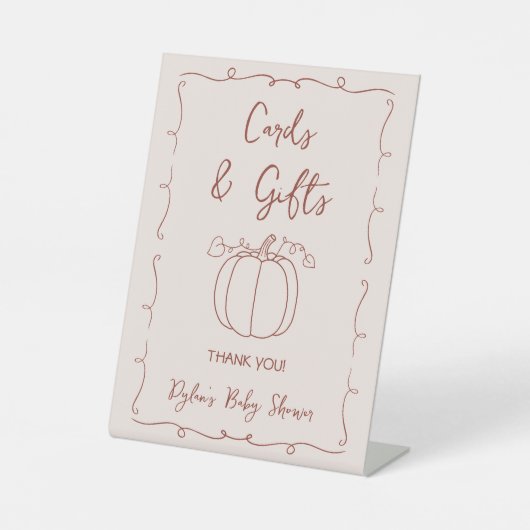 Karten und Geschenke Fall Hand gezogene Pumpkin Ba Sockelschild (Vorderseite)