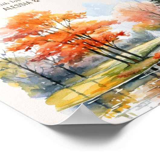 Karten und Geschenke Fall Lake Wedding Digital ode Poster (Ecke)