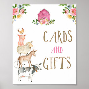 Karten und Geschenke Farmtiere Barn Girl Birthday Poster