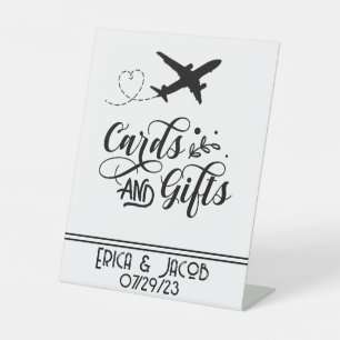 Karten und Geschenke Flugzeug Hochzeit maßgeschnei Sockelschild