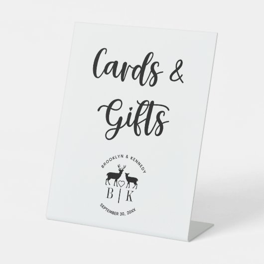 Karten und Geschenke für Hirsche Monogramm rustika Sockelschild (Vorderseite)