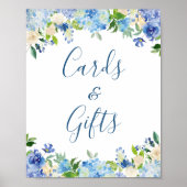 Karten und Geschenke für Hochzeiten Blaues Hydrang Poster (Vorne)