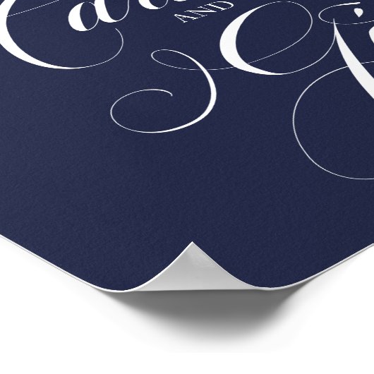 Karten und Geschenke für Hochzeiten signieren Blau Poster (Ecke)