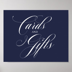 Karten und Geschenke für Hochzeiten signieren Blau Poster