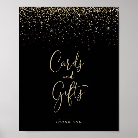 Karten und Geschenke Gold Confetti Script-Zeichen Poster (Vorne)