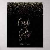 Karten und Geschenke Gold Konfetti Schrift Schild (Vorne)