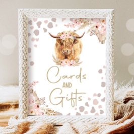 Karten und Geschenke Highlander Kuh Boho Farm Birt Poster