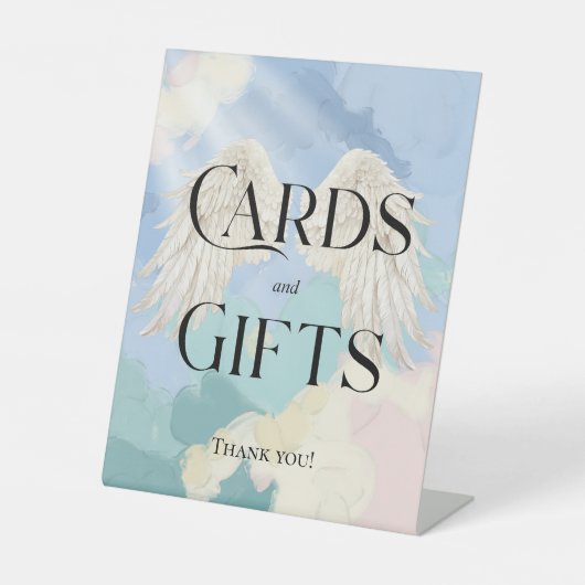 "Karten und Geschenke" Himmel gesendet Sockelschild (Vorderseite)