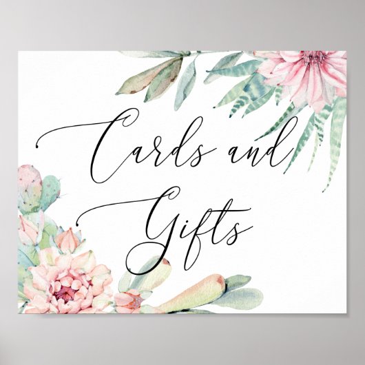 Karten und Geschenke. Hochzeit von Wasserfarben Poster (Vorne)