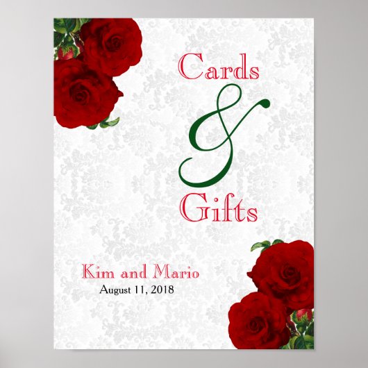 Karten und Geschenke - Hochzeiten in tiefer Rote R Poster (Vorne)