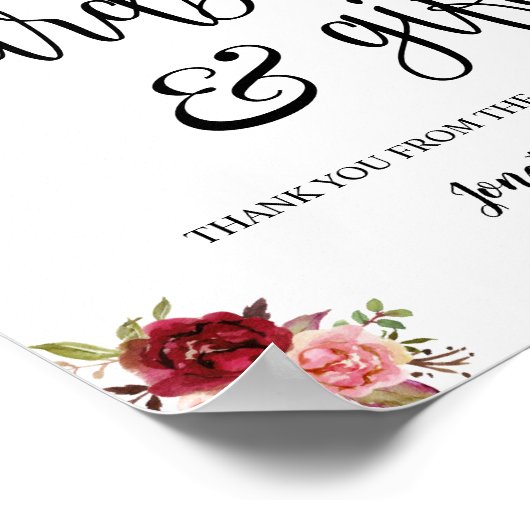 Karten und Geschenke Hochzeitsempfang boho marsala Poster (Ecke)