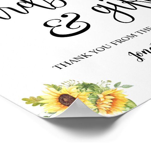 Karten und Geschenke Hochzeitsempfang Sonnenblumen Poster (Ecke)