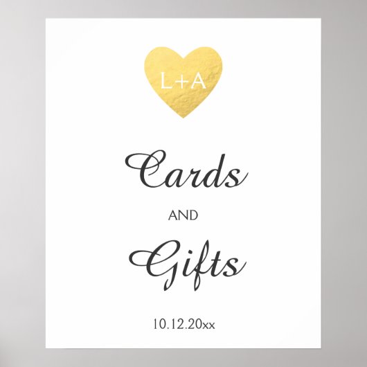 Karten und Geschenke Hochzeitsschild, Imitate Gold Poster (Vorne)