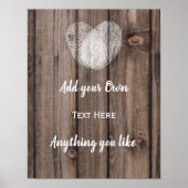 Karten und Geschenke Hochzeitsschild rustikales Ho Poster (Vorne)