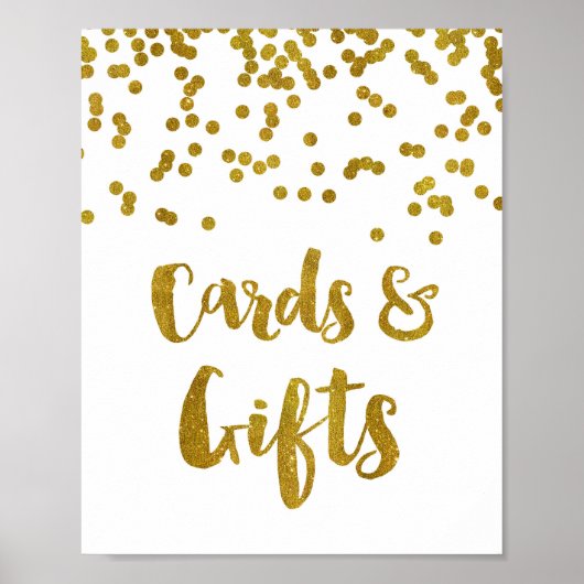 Karten und Geschenke Hochzeitssing Gold Confetti Poster (Vorne)