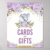 Karten und Geschenke Jungle Elefant Lila Gold Elef Poster (Vorne)