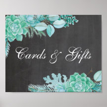 Karten und Geschenke. Mint sukkulent. Hochzeit mit