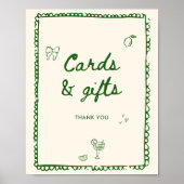 Karten und Geschenke mit grüner Hand im italienisc Poster (Vorne)