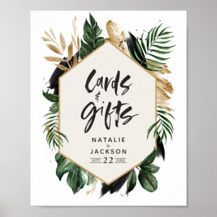 Karten und Geschenke mit tropischem Blattwerk Hoch Poster