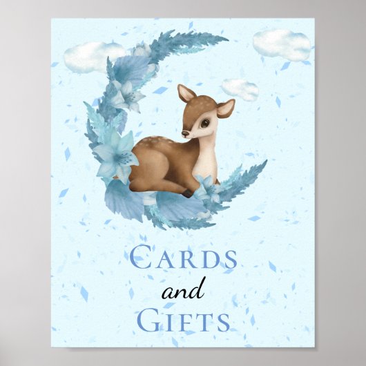 Karten und Geschenke Moon Little Bambi Blue Clouds Poster (Vorne)