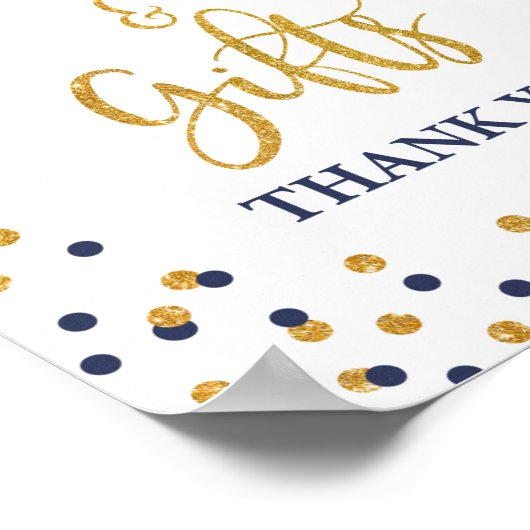 Karten und Geschenke Navy & Gold Glitzer Confetti Poster (Ecke)