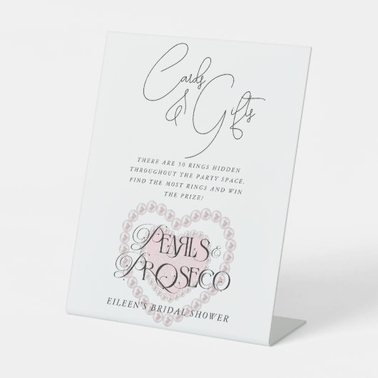 Karten und Geschenke Perlen Prosecco Brautparty na Sockelschild (Vorderseite)