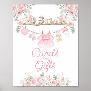 Karten und Geschenke Pink Baby Bekleidung Blumenbe Poster