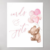 Karten und Geschenke Pink Teddy Bear Babydusche Sc Poster (Vorne)